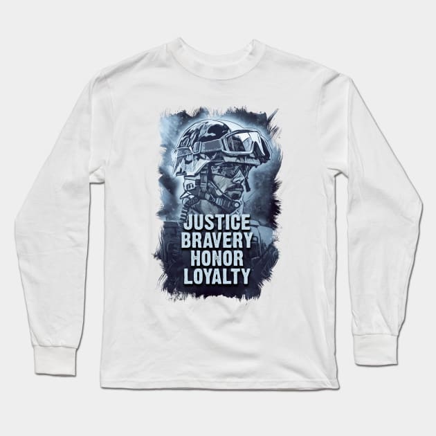 Justice Bravery Honor Loyalty Warriors Code of Conduct Long Sleeve T-Shirt by Naumovski